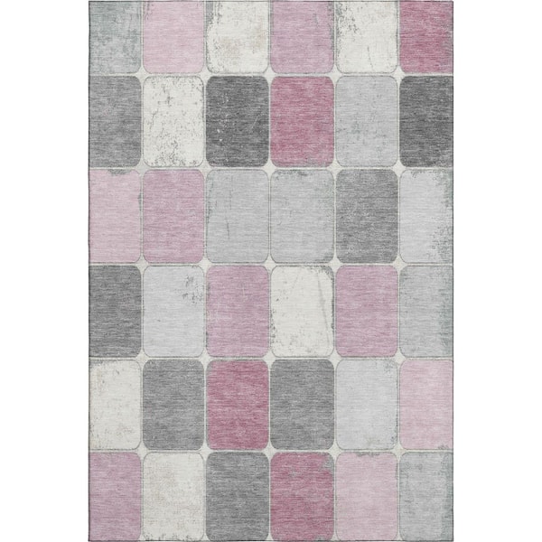 Mayfield Premium Machine Washable Abstract AMF1948 Blush 5 ft. x 7 ft. 6 in. Area Rug