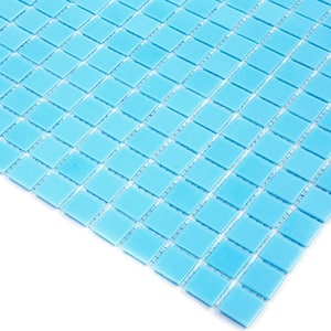 Dune Glossy Aqua Blue 12 in. x 12 in. Glass Mosaic Wall and Floor Tile (20 sq. ft./case) (20-pack)