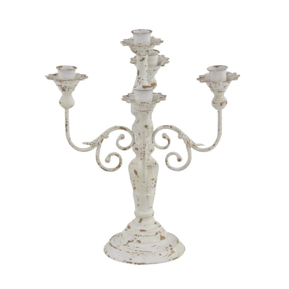 White Iron Ridge Embellished 5-Candle Candelabra