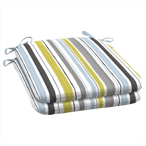 ARDEN SELECTIONS 19 x 18 Aquamarine Kenda Stripe Outdoor Seat Cushion (2-Pack)