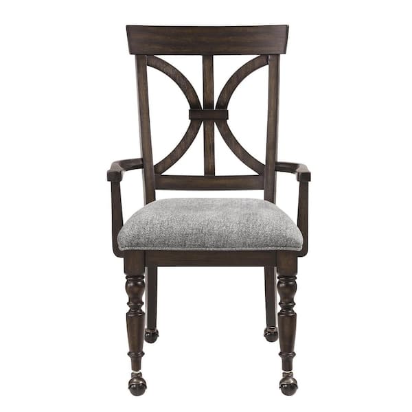 EVERGLADE HOME Karren Driftwood Charcoal Fabric Seat Desk Chair with Arms