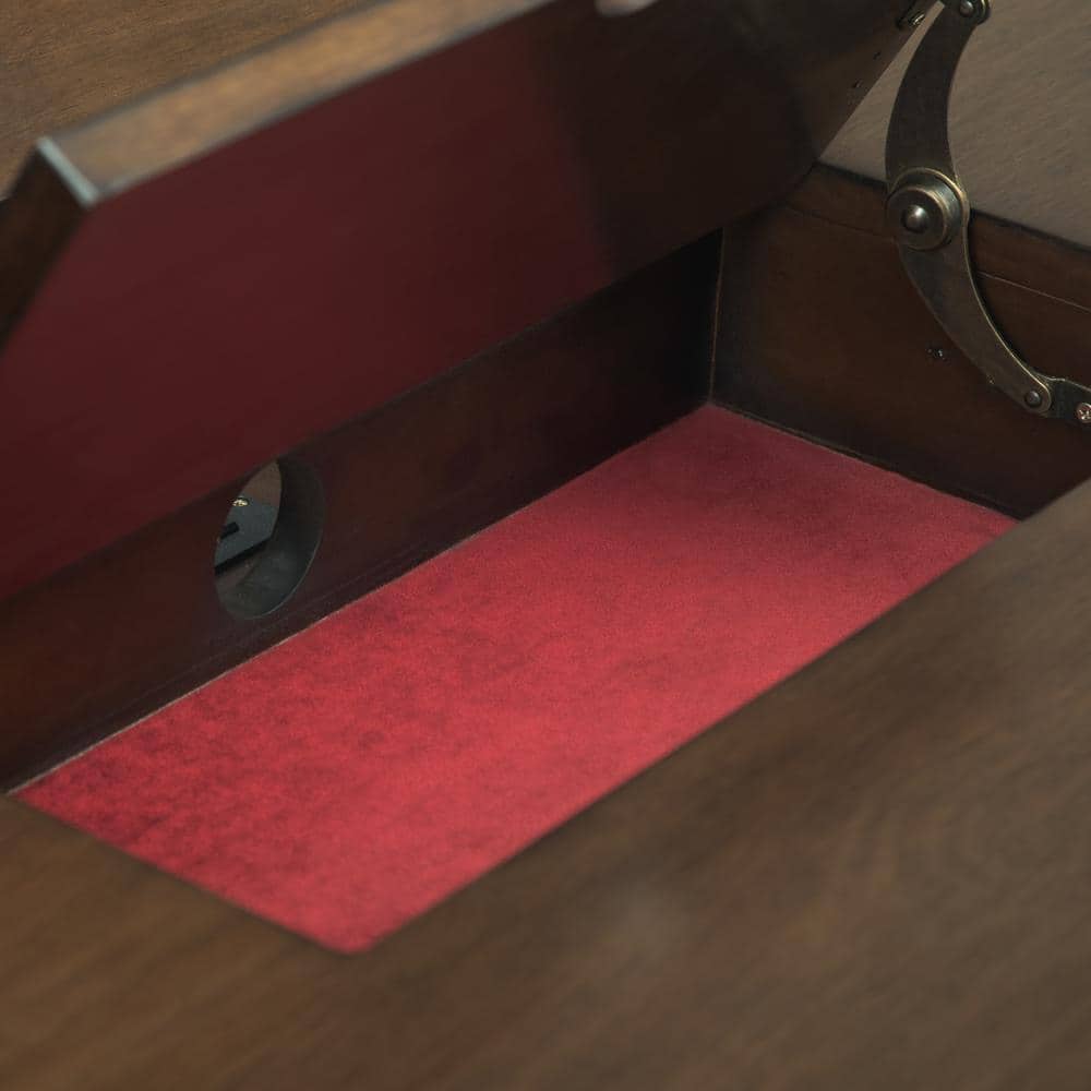 Rylie Natural Aged Brown Solid Wood Desk with USB and Power Outlet