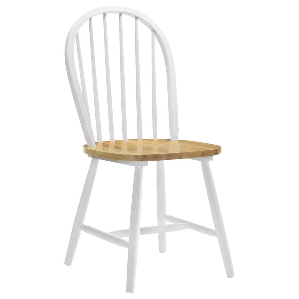 White and Natural Brown High Back Windsor Side Chair
