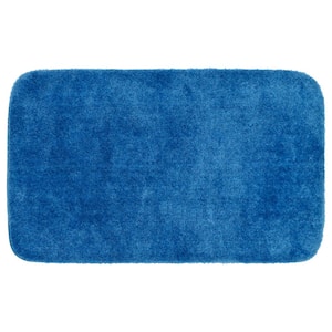 30 in. x 50 in. Electric Blue Traditional Plush Nylon Rectangle Bath Rug