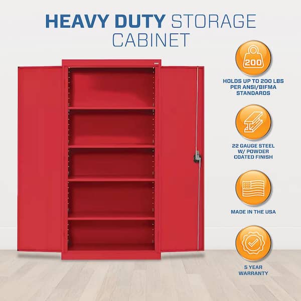 Elite Series Steel Freestanding Garage Cabinet in Red (36 in. W x 72 in. H x 18 in. D)