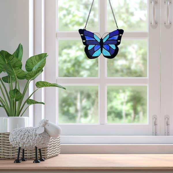 River of Goods Butterfly Stained Glass Window Panel