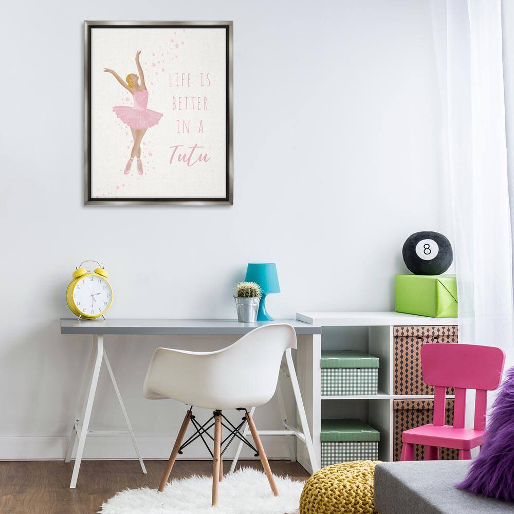 Life Is Better In Tutu by Chen Alyesh Gray Floater Frame Typography Graphic Art Print 31 in. x 25 in. price history on PriceWatchPro
