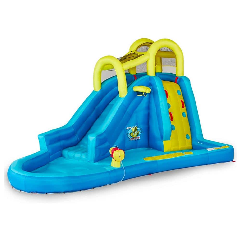 Big Blast Blue and Yellow PVC Inflatable Water Park with Slide and Cannon