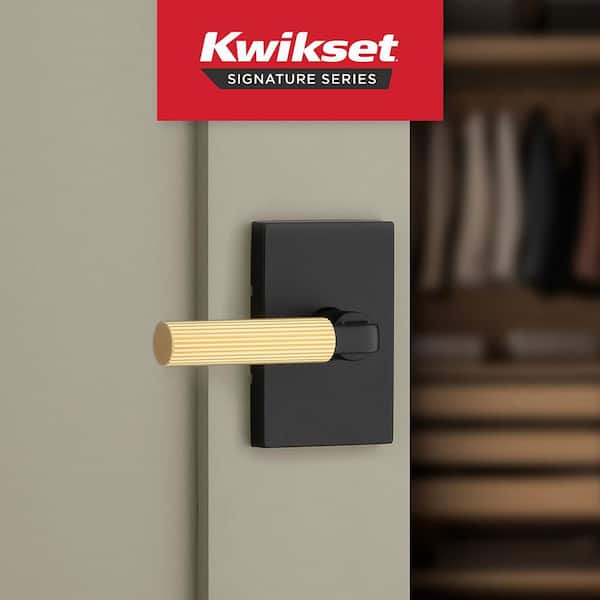 Mirada Matte Black Satin Brass Rectangle Hall/Closet Door Handle with Microban Antimicrobial Technology