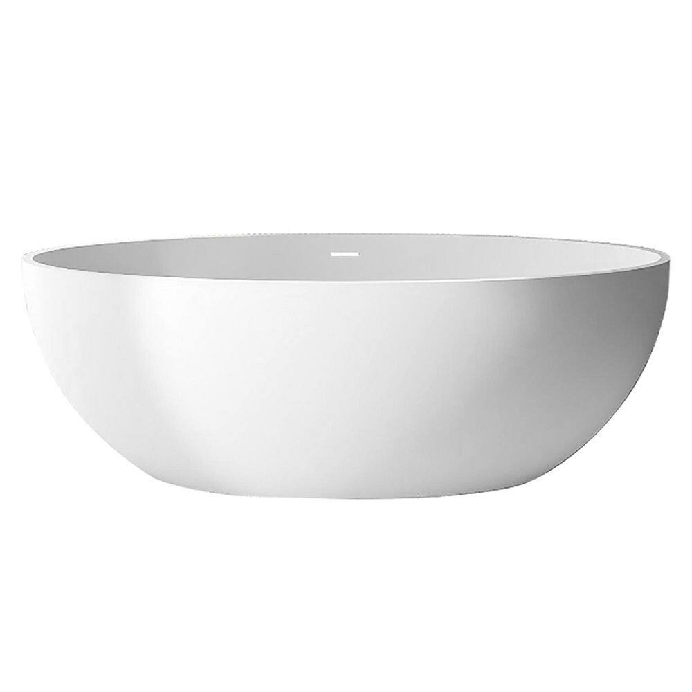 55 in. x 30.7 in. Solid Surface Freestanding Flatbottom Soaking Bathtub with Drain in Matte White price history on PriceWatchPro
