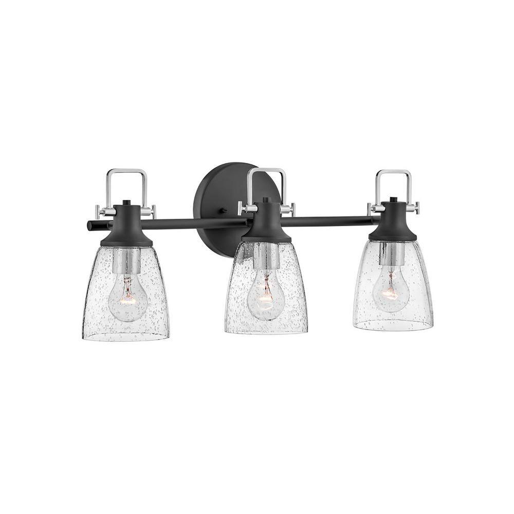 Easton Black and Chrome 3-Light Dimmable Vanity Light