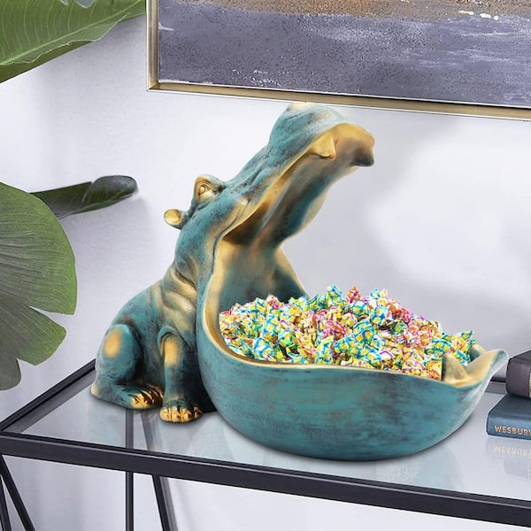 ベンハー（シルバー）置物 Angel Sar 11.8 in. x 6.5 in. x 8.7 in. Dark Blue Hippo Statue