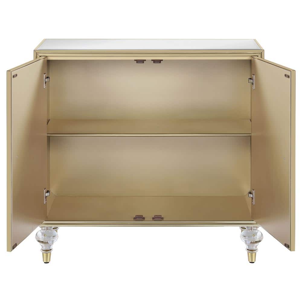 Astilbe 36" Gold and Silver Mirrored Accent Cabinet