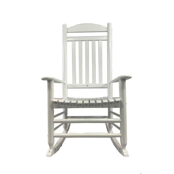 Hampton Bay Patio White Wood Outdoor Rocking Chair
