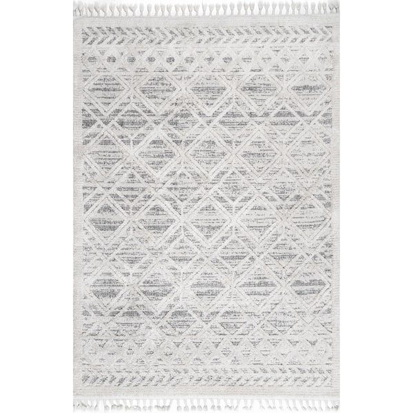  nuLOOM Ansley Moroccan Lattice Tassel Area Rug, 7x9, Grey :  Home & Kitchen