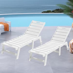 Patio Outdoor Plastic HIPS Chaise Lounge Chair with Wheel for All Weather