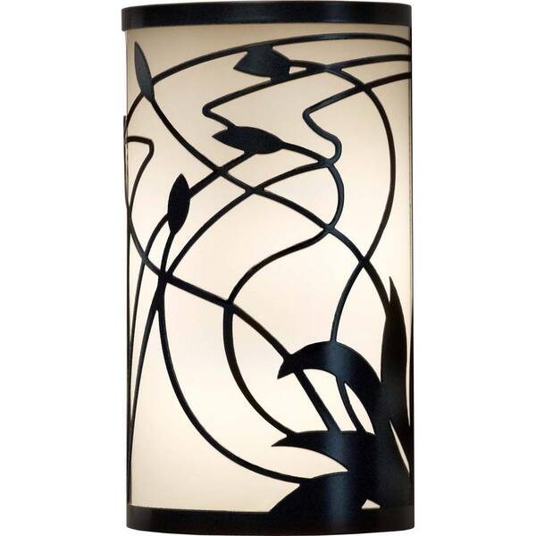 Filament Design 1-Light 12 in. Outdoor Black Wall Sconce with Opal White Shade