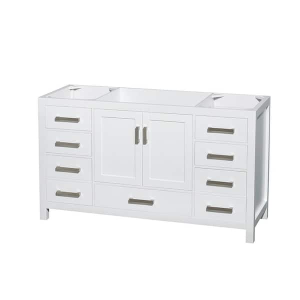 Wyndham Collection Sheffield 59 in. W x 21.5 in. D x 34.25 in. H Single Bath Vanity Cabinet without Top in White