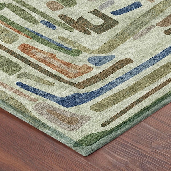 Chantille Machine Washable Indoor/Outdoor Abstract ACN2432 Aloe 10 ft. x 14 ft. Area Rug