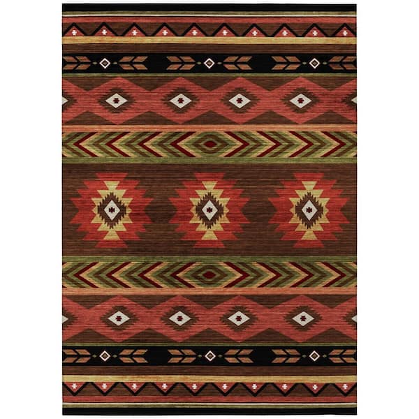Sonora Brown 8 ft. x 10 ft. Geometric Indoor/Outdoor Area Rug