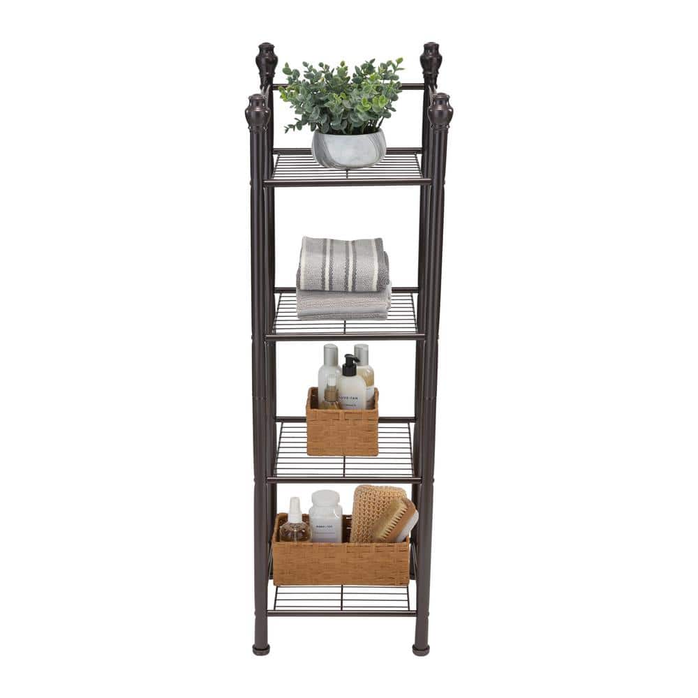 Bronze 4-Tier Metal Shower Organizer for Powder Room