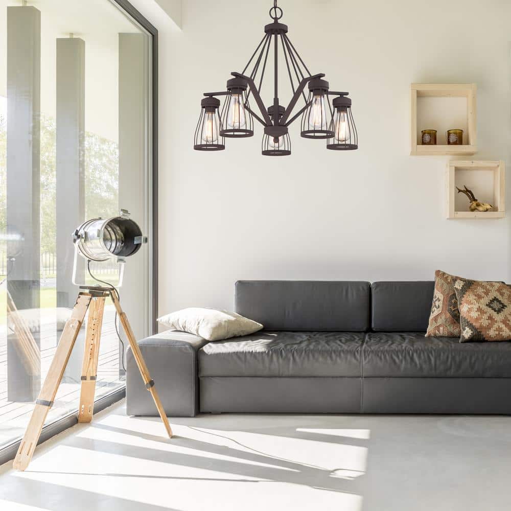 Brooklyn Rustic Sophistication 25" Bronze Steel Chandelier