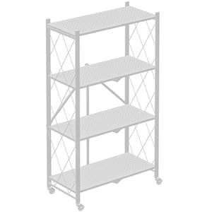 White 4-Tier Metal Collapsible Garage Storage Shelving Unit (28 in. W x 50 in. H x 15 in. D)