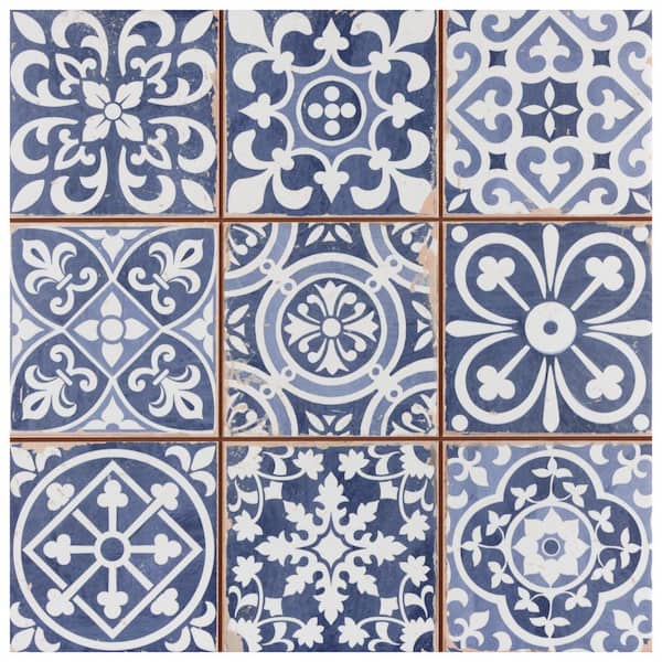 Merola Tile Faenza Azul Encaustic 13 in. x 13 in. Ceramic Floor and Wall Tile (1.17 sq. ft./Each)