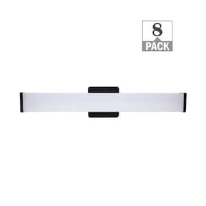 24 in. 1-Light Matte Black LED Vanity Light Bar Selectable Warm White Daylight Bathroom Lighting 120-277-Volt (8-Pack)