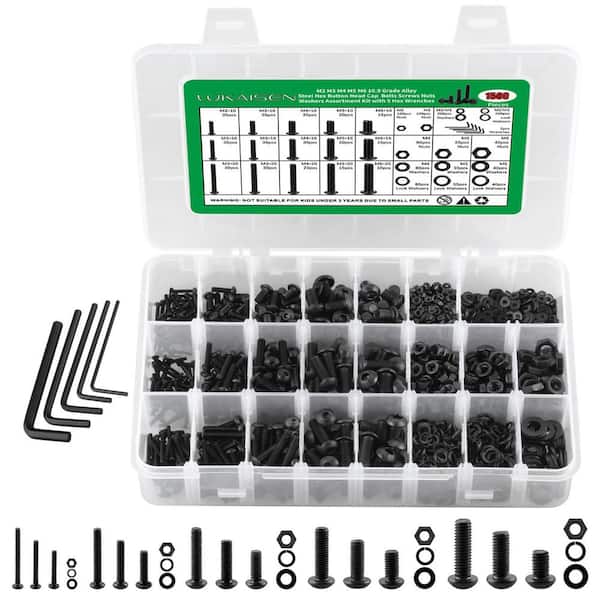 Angel Sar 1500-Piece Screws Nuts and Washers Assortment Kit with 5 Wrenches