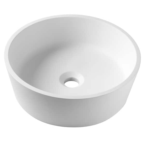 KRAUS Natura Round Solid Surface Vessel Sink in White