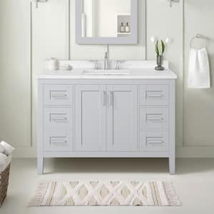 Sepal 48 in. W x 21 in. D x 34 in. H Single Sink Bath Vanity in Dove Gray with White Engineered Marble Top