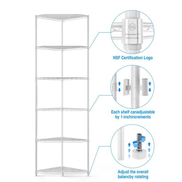 FUNKOL 6-Tier Metal Pentagonal Shelf for Kitchen, 72 