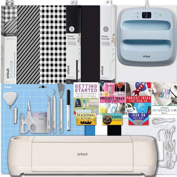 Cricut Explore 4 Seashell Cutting Machine Bundle with EasyPress 3 Heat Press Machine and HTV Materials