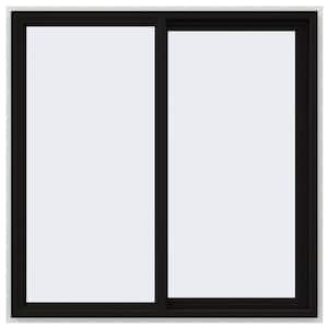 48 in. x 48 in. V-4500 Series Black Exterior/White Interior FiniShield Vinyl Right-Handed Sliding Window w/ Mesh Screen