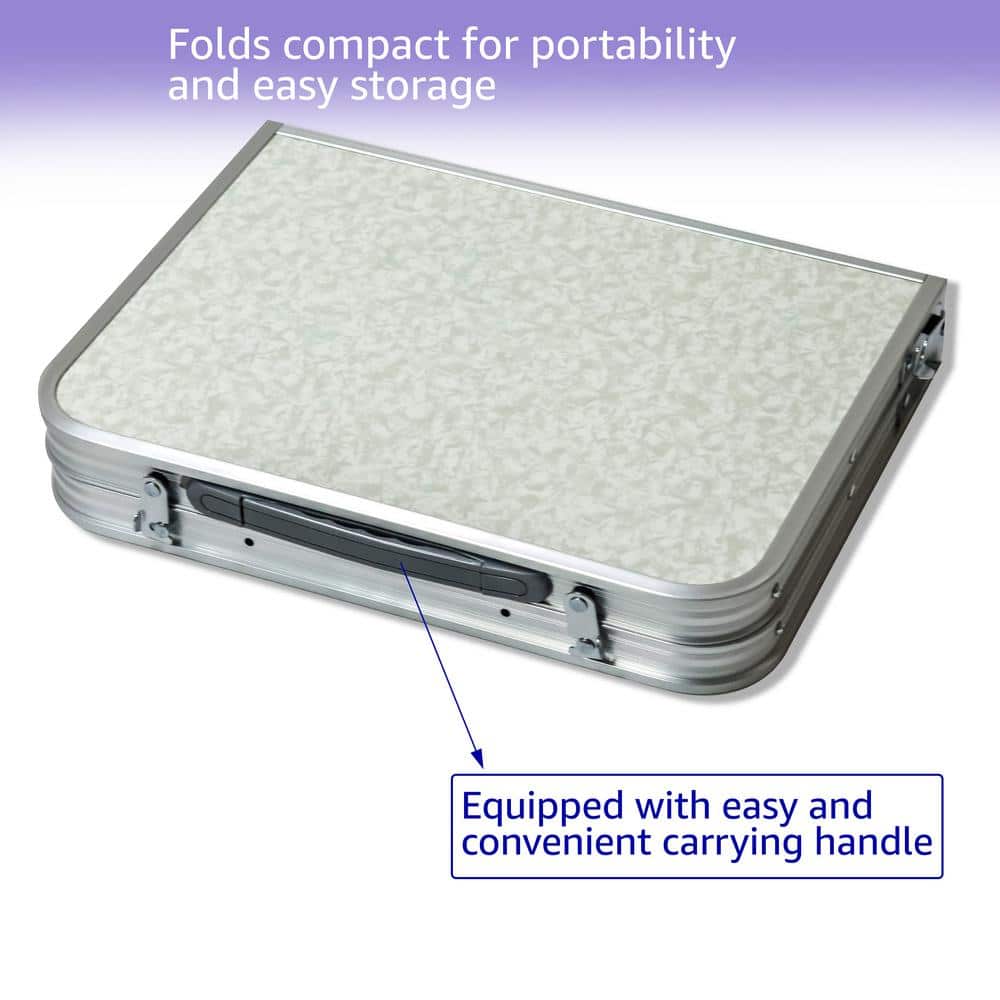 Compact Silver Aluminum Folding Camp Table with Storage Net