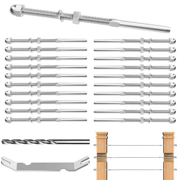 0.125 in. 20 Pack 6 Stainless Steel Cable for Metal/Wood Posts Deck Balcony Stairs Railing Kit Silver