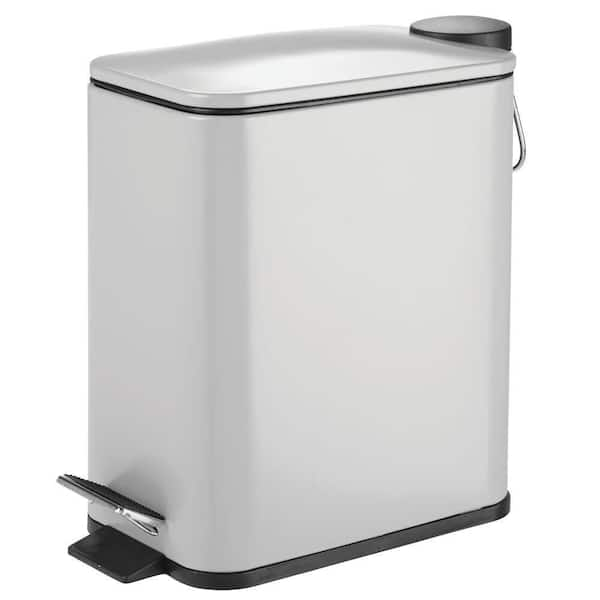 Dracelo 1.3 Gal. Rectangular Small Steel Step Trash Can Wastebasket in Matte Gray