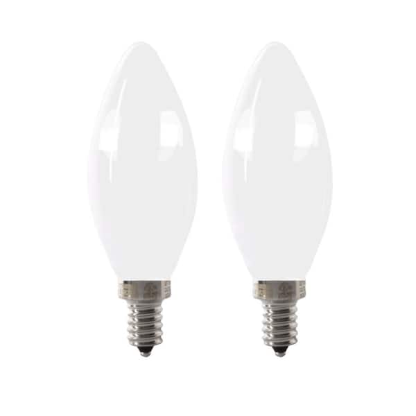 Feit Electric 40-Watt Equivalent B10 E12 Candelabra Dimmable Filament CEC Frosted Glass Chandelier LED Light Bulb Soft White (2-Pack)