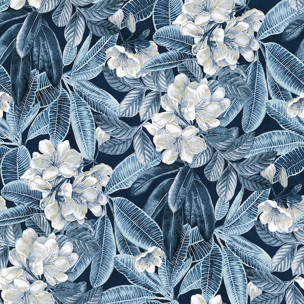 Darwin Flora Midnight Blue Tropical Vinyl Peel and Stick Wallpaper Roll (Covers 30.75 sq. ft.)
