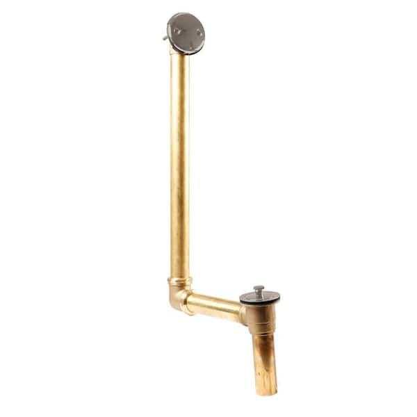 Westbrass Direct Connect Overflow with Tip-Toe Trim and 2-Hole Overflow Cover, Satin Nickel