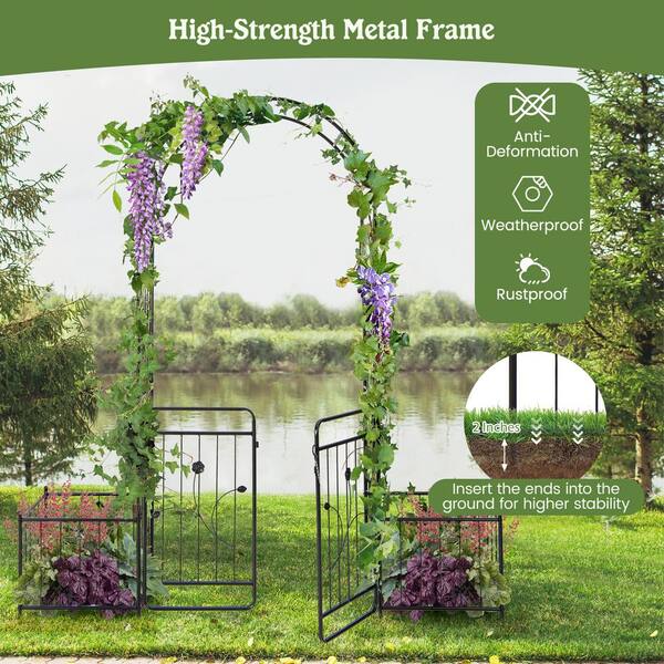FORCLOVER 87 in. Garden Trellis with Lockable Gate Side