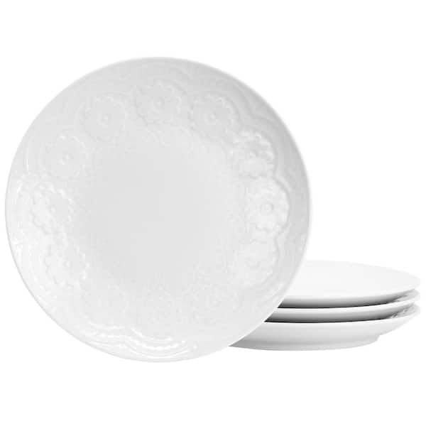 HOMETRENDS Alemany 4-Piece 10.6 in. Round Stoneware Dinner Plate Set in Linen