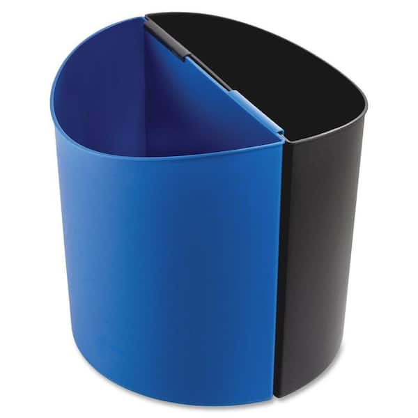 EKO Mini Desk Trash Can with Swing-Top Lid 0.4 Gallon Small Table Round  Wastebasket for Office, Home, Car (Blue)