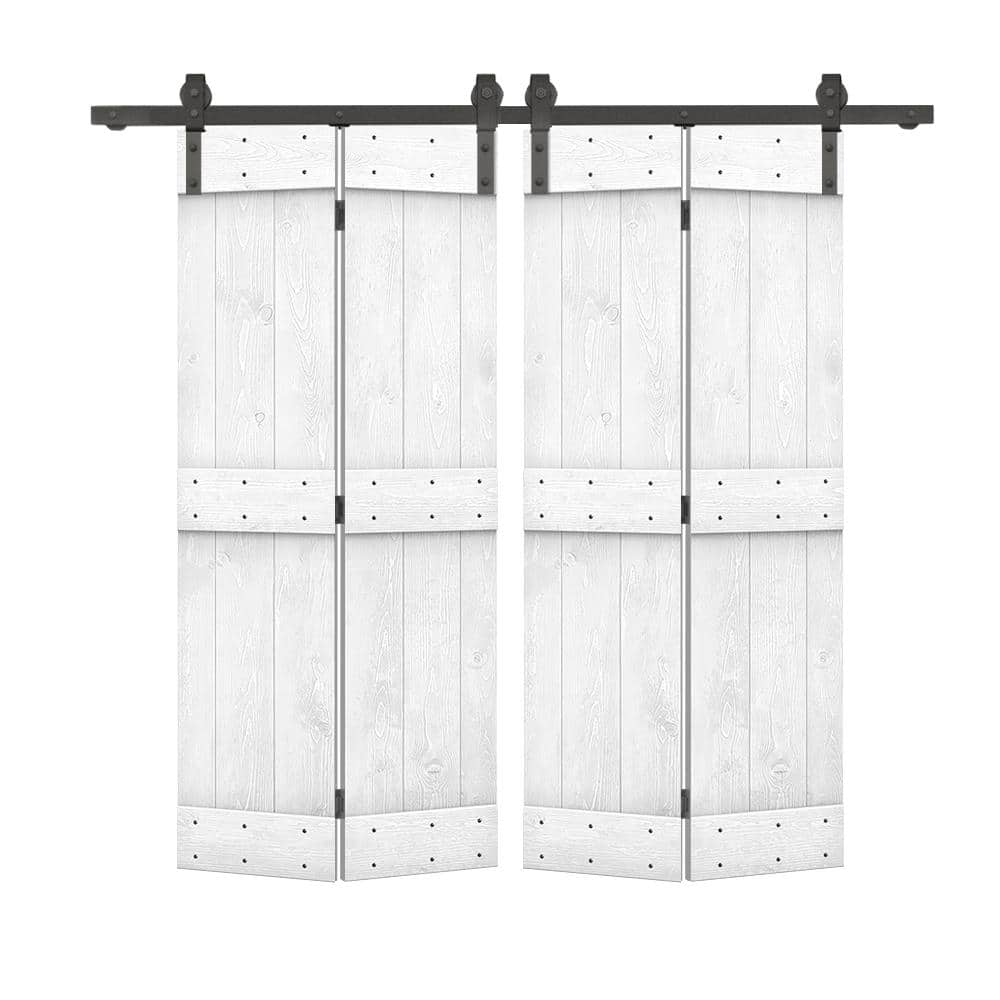 44 in. x 80 in. Mid-Bar Series Solid Core White Stained DIY Wood Double Bi-Fold Doors with Sliding Hardware Kit price history on PriceWatchPro