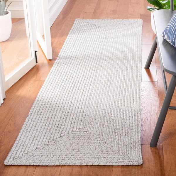 Braided Silver/Gray 2 ft. x 22 ft. Machine Washable Solid Color Gradient Runner Rug