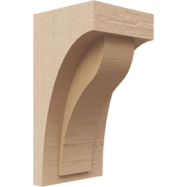 Ekena Millwork 4 in. x 8 in. x 4 in. Series 2 Wide Helena Rough Cedar Woodgrain Timberthane Polyurethane Corbel, Primed Tan