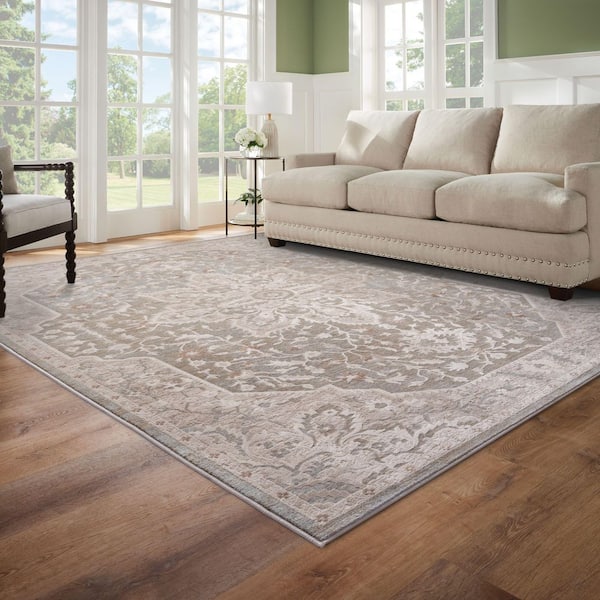 Solara 3 ft. x 5 ft. Gray Medalion Area Rug