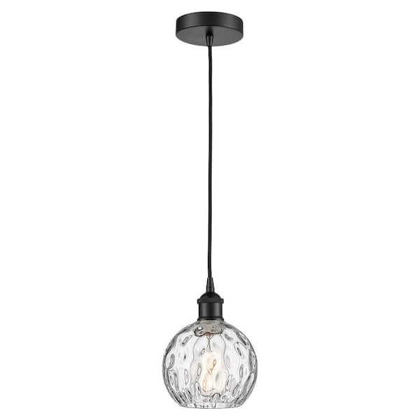 Athens Water Glass 60-Watt 1-Light Matte Black Standard Mini Pendant Light with Clear Glass Shade, No Bulbs Included