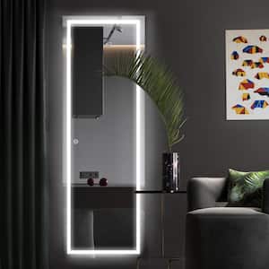 22 in. W x 65 in. H LED Light Rectangle Frameless Silver Mirror Wall Mount full length Mirror for Bedroom